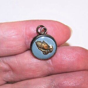 Vintage Sterling Silver Plastic Bubble Charm - Religious Praying Hands